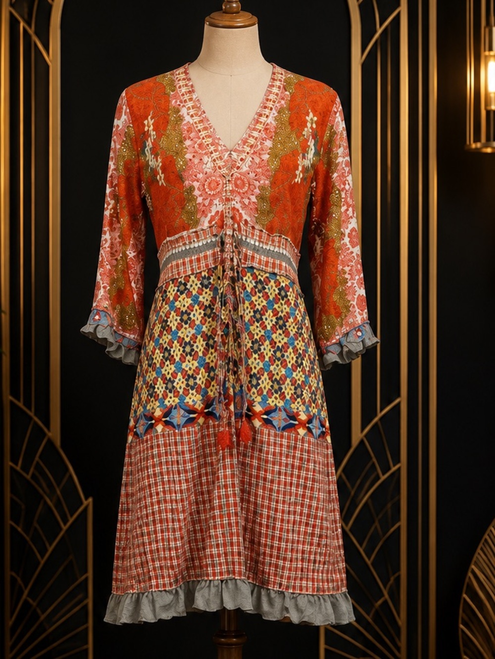 Johnny Was silk contrast “Rayne” dress NWT (oversized)
